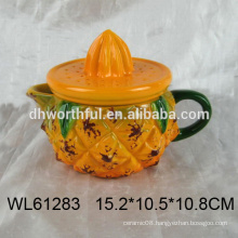 Cute pineapple shaped ceramic teapot bulk,ceramic tea kettle for wholesale